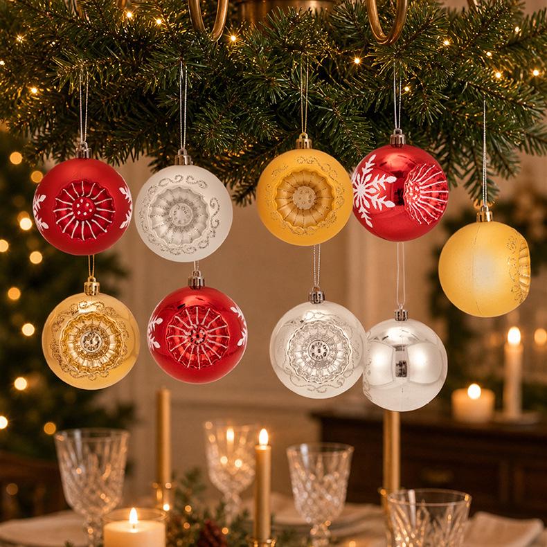 Red Electroplated Embossed Christmas Tree Ornament Pendant