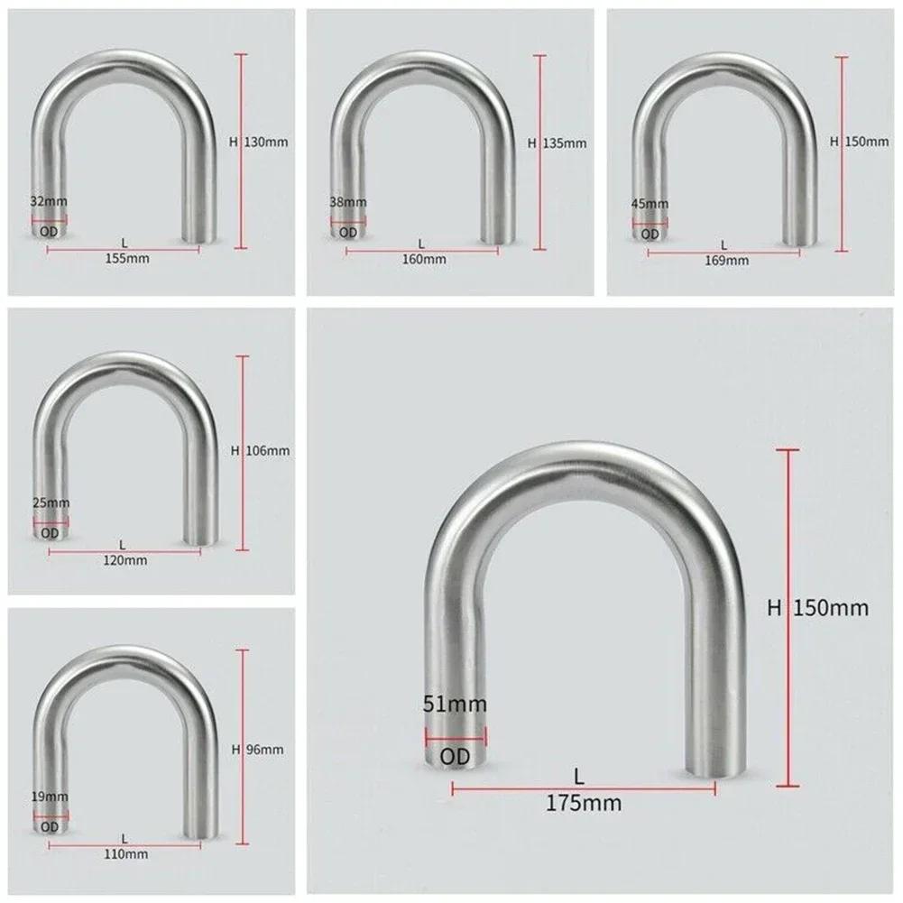 304 Stainless Steel U-shaped Pipe 180 Degree Elbow 180 Degree Pipe 51mm Polished Exhaust Pipe Silver Stainless Steel Elbow 1 PCS