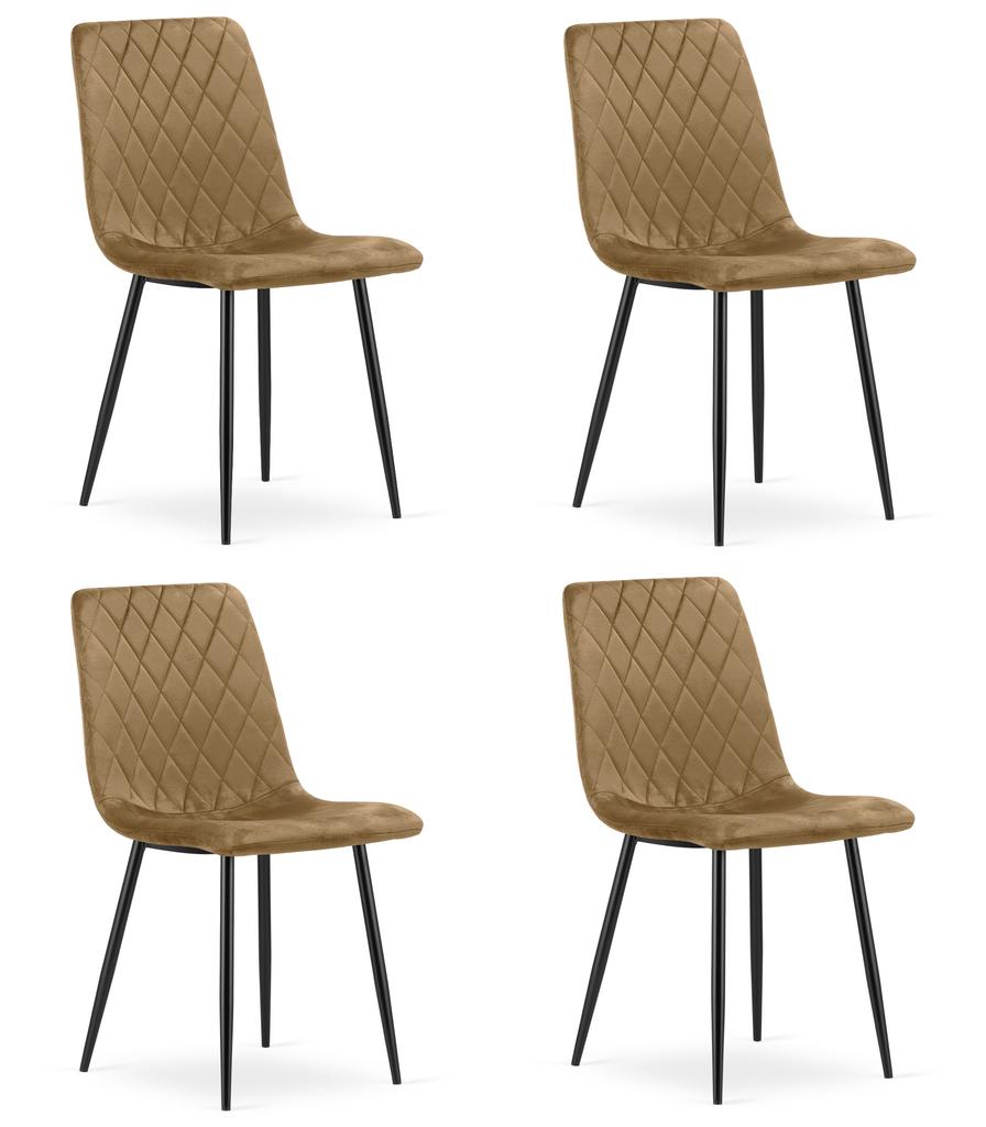 Turin Chair - Brown Velvet / Black Legs X 4
