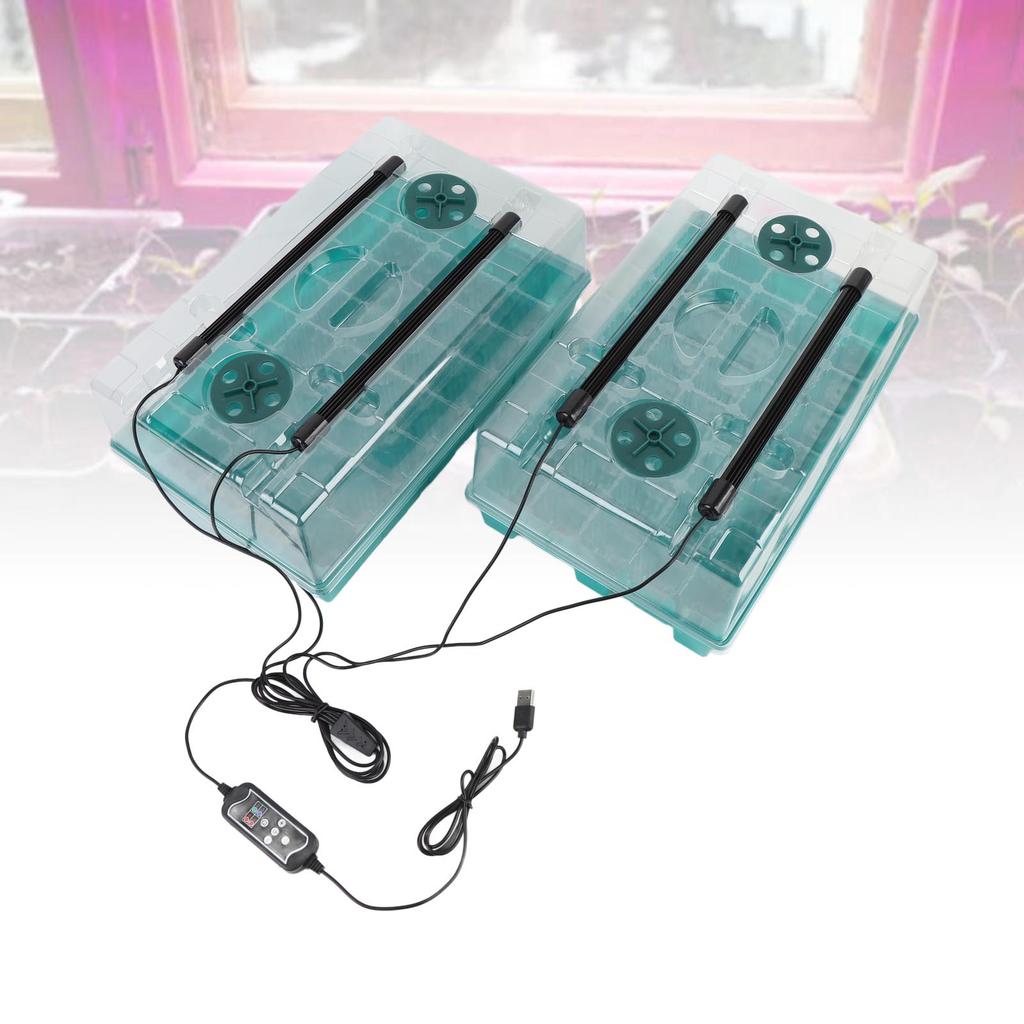 Plant Starter Tray Propagator Plant Greenhouse Grow Kit with 4 Tube Grow Light USB Connector Plant Germination Trays 40 Cells Per Tray 3 Lighting Mode