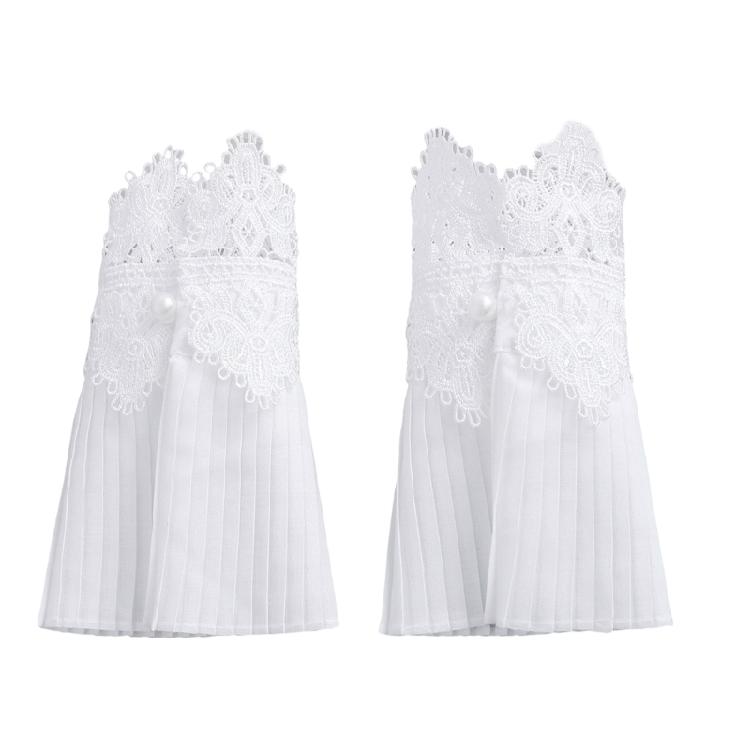 

Romance Ruffle Embroidery Arm Cuffs Decorative Sleeves Armwear For Weddings Parties and Daily Styling Armwear Accessory 1 белый