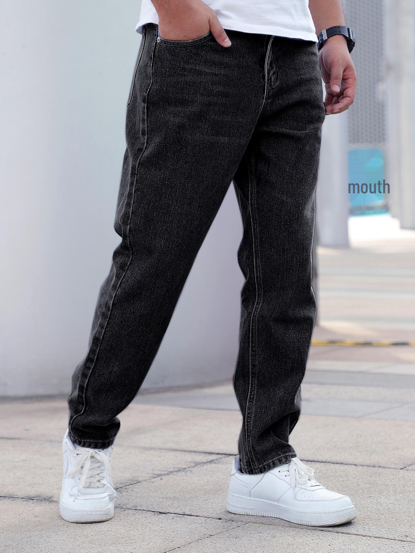 

Мужские повседневные свободные прямые джинсы для высоких ног - элитные и модные 38 темно-серого