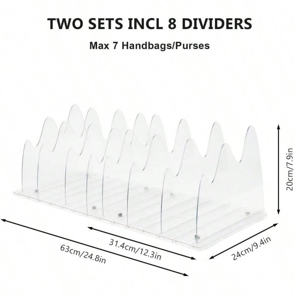 

2 шт. органайзер для сумок в шкафу, регулируемый разделитель полок для шкафа, прозрачные акриловые разделители полок, держатель для сумок, стойка для хранения сумок, сумок peak style чистый