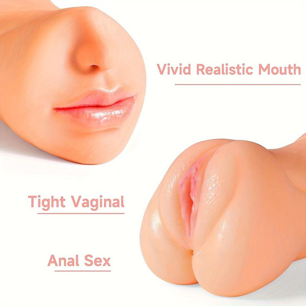 Masturbador Masculino 3 em 1 TPE Copo de Bolso Realista Stroker Manual Portátil Brinquedo Adulto para Homens