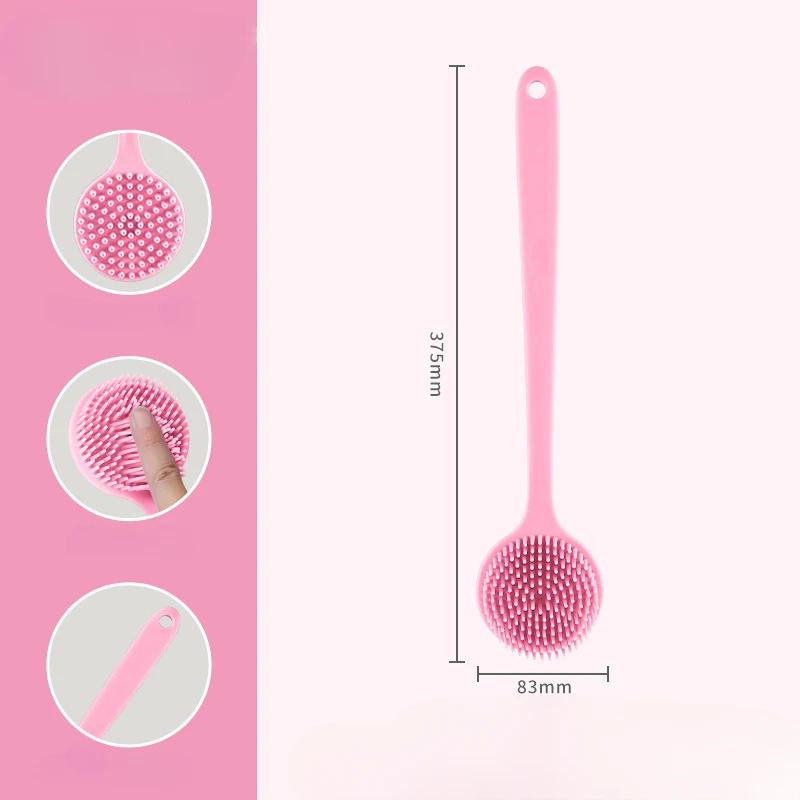 Double-Sided Silicone Back Scrubber Long Handle Body Bath Brush Mud Back Scrubber Shower Massage Exfoliation Brush