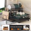 Modern Black Double-Layer Stainless Steel Dish Drying Rack