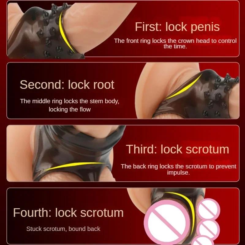 Male Delayed Ejaculation Cock Ring Penis Enlargement Penis Attachment Male Cock Chastity Cage Penis Sleeve Ring Sex Toys For Man