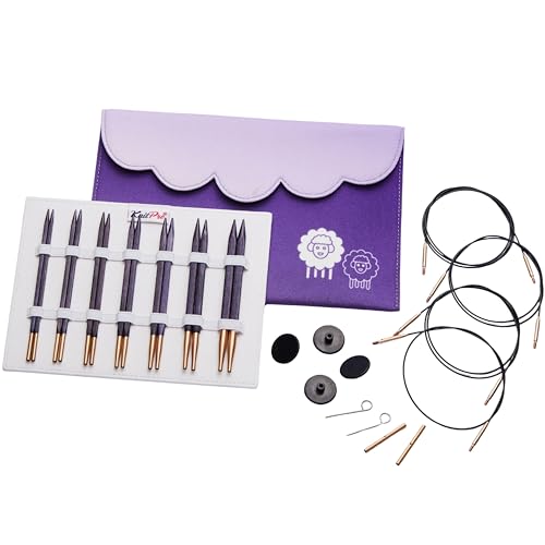 

KnitPro J adore Cubics 5 дюймов (13см) Набор съемных круговых спиц 7 размеров Deluxe, KnitPro J adore Cubics 19301, Высококачественные спицы для вязания