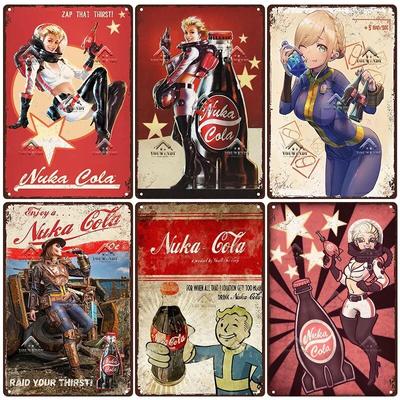Nuka Cola Drink Posters Game Metal Sign Retro Tin Sign Plaque Metal Vintage Wall Decor for Bar Pub Club Man Cave Decoration