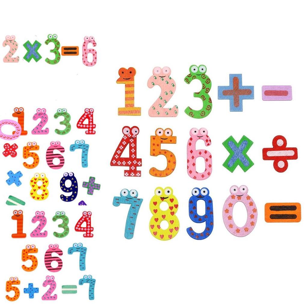 Verarbeitetes Holz Zahl Symbol Kühlschrankmagnet Spielzeug Für Kinder