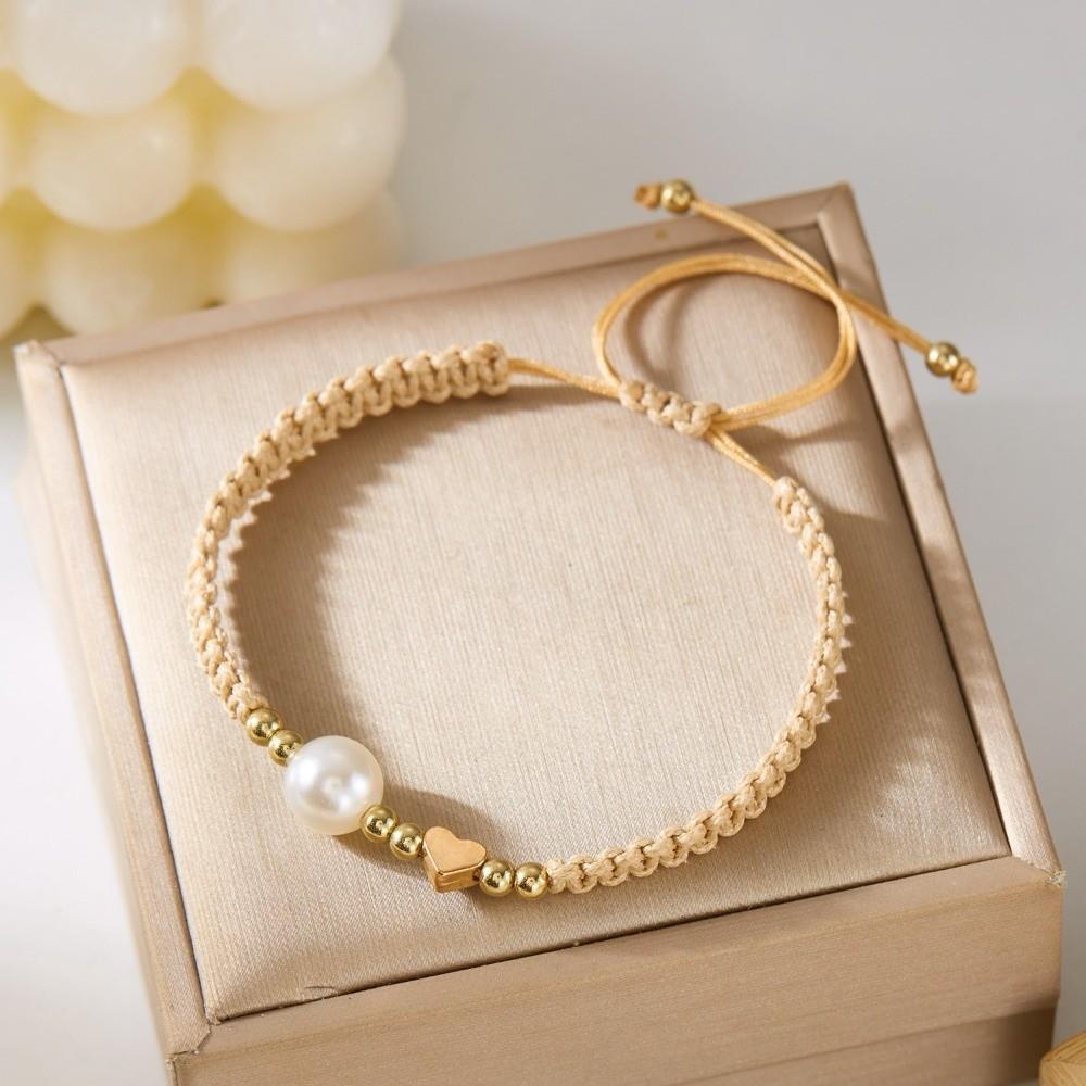 Pearl Bead Star-Shaped Bracelet Adjustable Casual Bracelet Bangle Woven Bracelet  Men