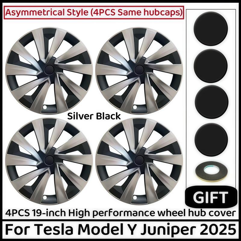 4PCS For Tesla Model Y Juniper 19 Inch Wheel Hubcap Car Replacement Wheel Cover Automobile Hub Cap Full Rim Car 2025 Accessories