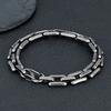 Men's Heavy Handmade Chain Bracelet Never Fade Double Push Carabiner Clasp Stainless Steel Punk Rectangle Link Accessory