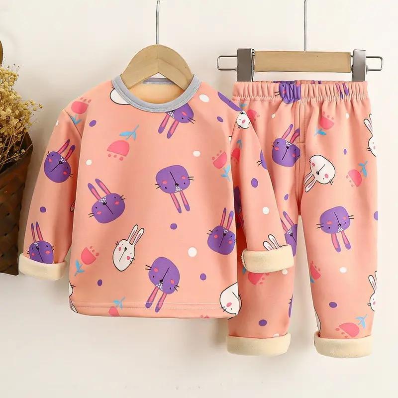 Children Padded Underwear Sets Autumn and Winter Long-Sleeved Autumn Clothes and Trousers Warm Boys and Girls Home Clothing