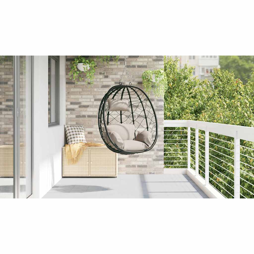 Hängender Eierstuhl Beige 91,5 x 54,5 x 107 cm Poly-Rattan