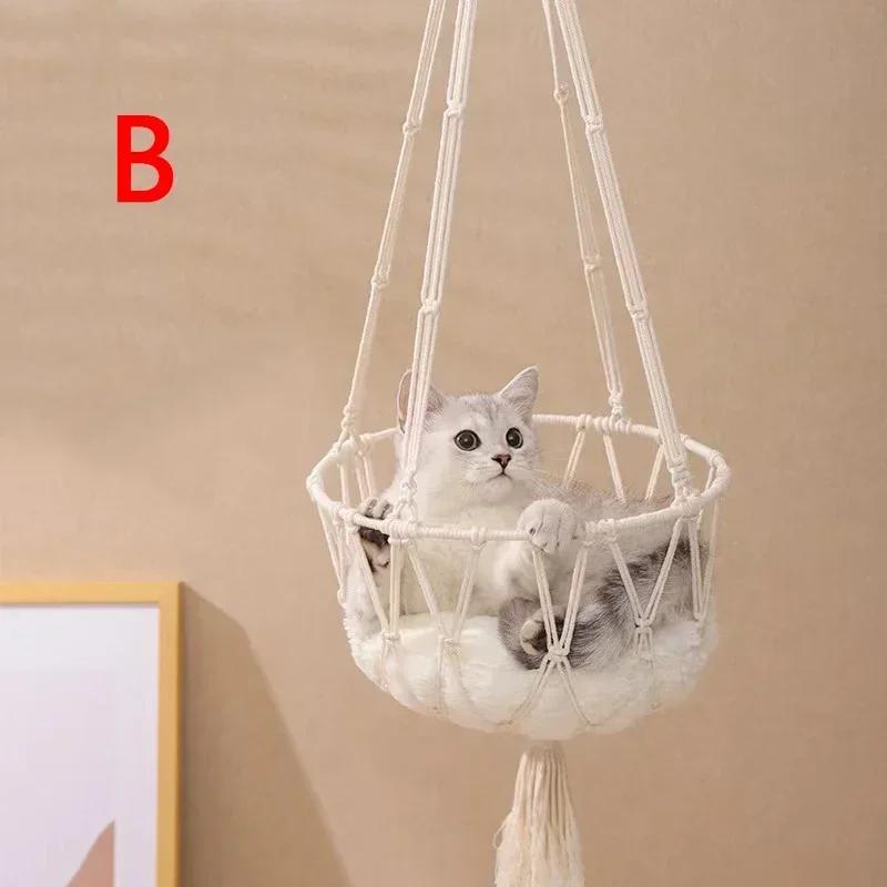 Cat Hammock Hanging Basket Swing Window Cute Pet Cat Hand-woven Cotton Rope Bed Kitten House Tent Pet Accessories