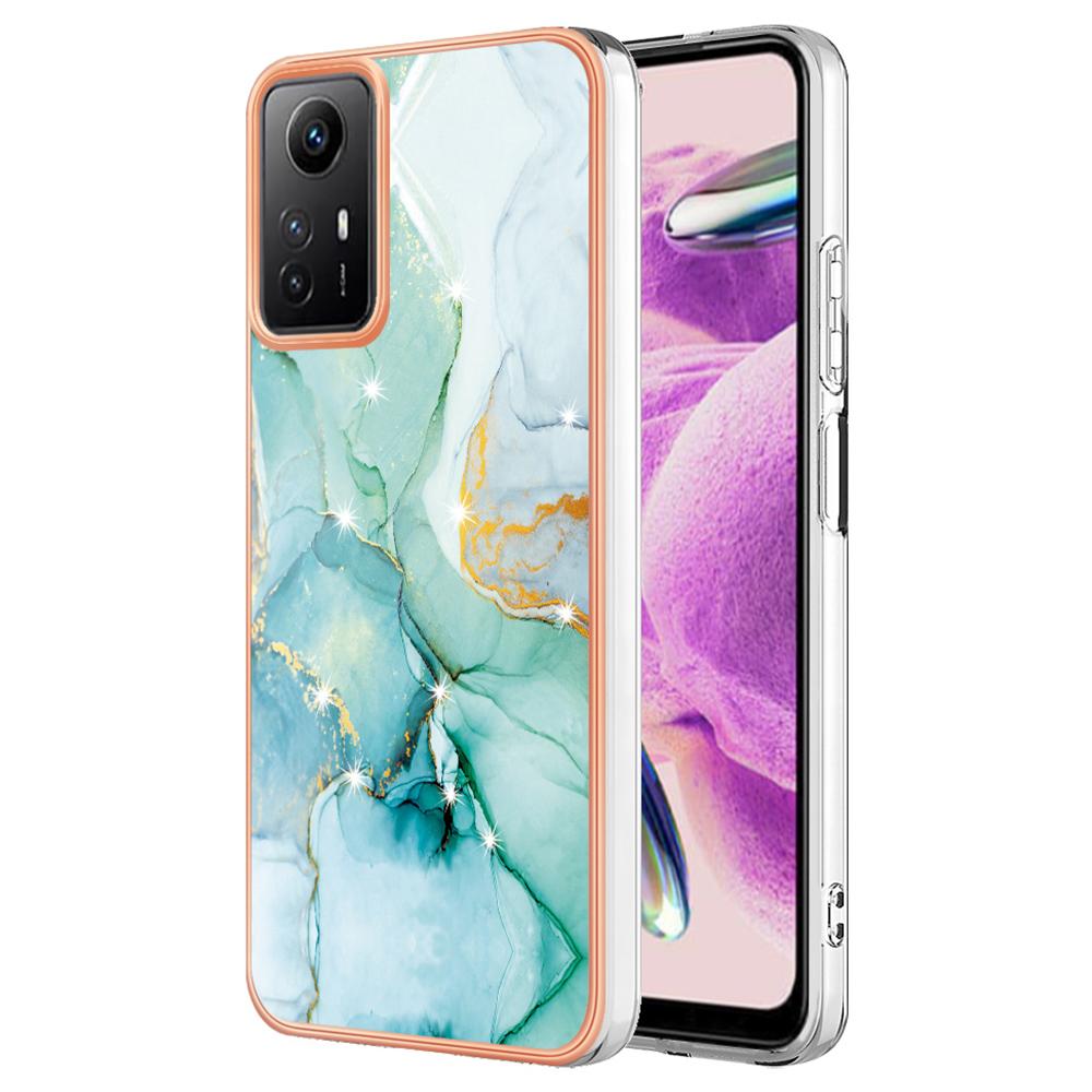 For Xiaomi Redmi Note 12S 4G TPU Case with IMD Marble Pattern Electroplated Back Cover