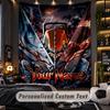 Personalized Wall Tapestry,Chainsaw Man Custom Printed Name, Fabric Wall Art For Indoor Room Backdrop