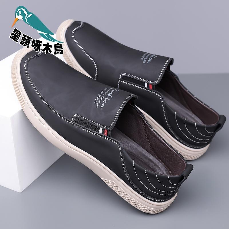 

2025 spring and autumn new men s daily casual leather shoes men s handmade online soft-soled Doudou shoes 38