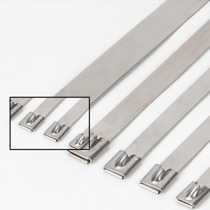 10 20 100 Pcs Stainless Steel Metal Cable Ties Exhaust Wrap Coated Locking Metal Zip-Exhaust Multifunctional Locking Cable Ties
