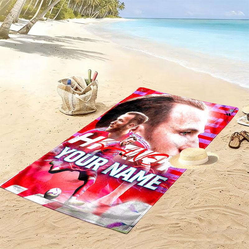 Custom Soccer Print Beach Towel, Large Soft Quick Dry Towel for Beach Camping Swimming