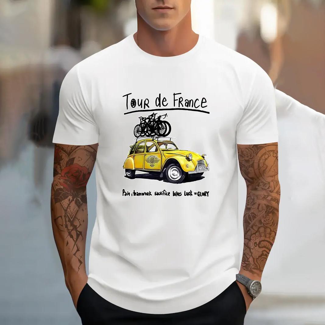 

Летняя мужская футболка с принтом мультяшных машин, повседневная футболка с коротким рукавом, свитер с круглым вырезом, модная уличная мужская футболка, свободная одежда S