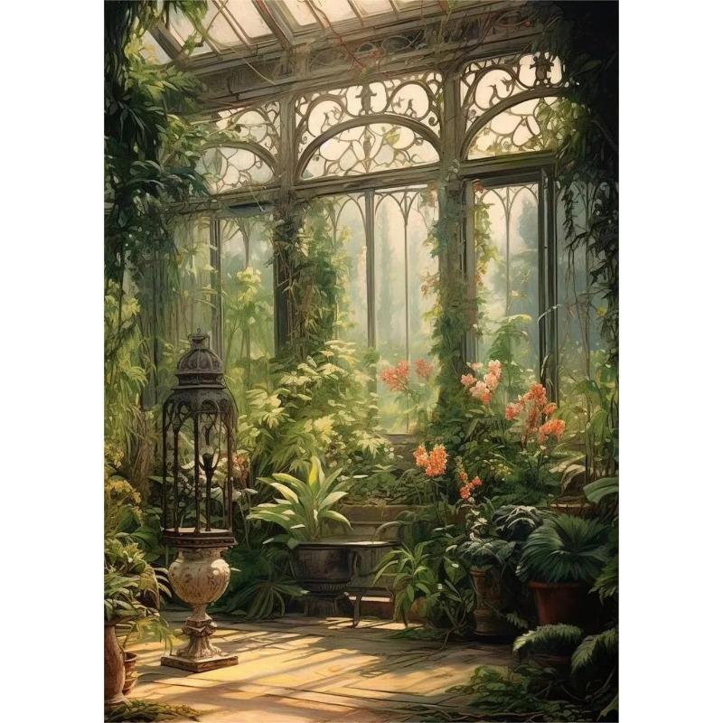 Renaissance Greenhouse Art Plant Garden Classic Retro Poster Canvas Paintings Wall Art Pictures Home Decor
