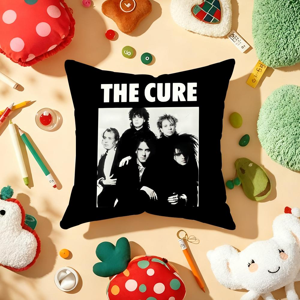 Vintage The C-Cure Rock Band Cushion Cover Plush Fabric Soft Double-Sided Printed Sofa Warm Winter Home Gift Pillow Cover