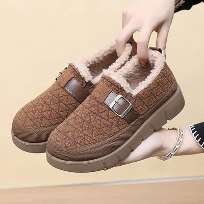 Nouvelles Chaussures d'Hiver Chaudes en Laine pour Femmes, Chaussures Confortables Antidérapantes à Semelles Épaisses, Chaussures en Coton