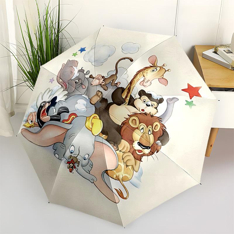 

Dumbo and Friends Themed Automatic Opening and Closing Umbrella, Brightly Colored 8-rib Portable Umbrella, Suitable for Men and Women, A Perfect Gift