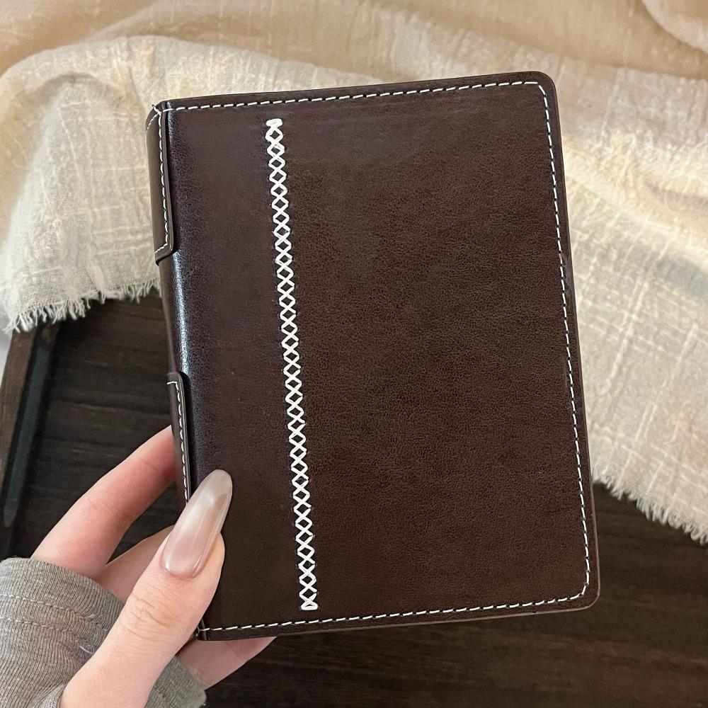 Portable Retro Brown Loose-leaf Notebook A7 DIY Scrapbook Travel Journal PU Leather Notepad Student Use