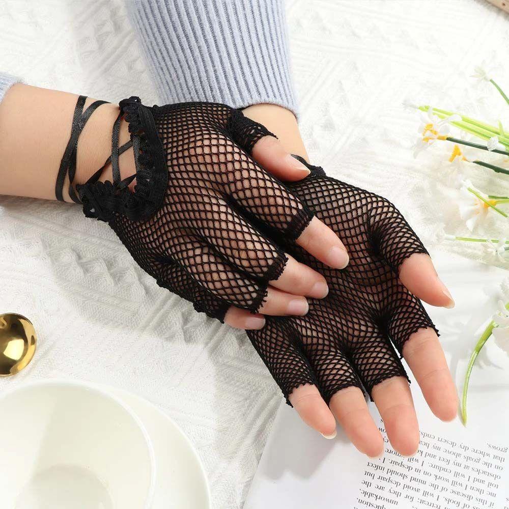 Accessories Nylon Goth Punk Black Women Fishnet Gloves Fingeless Mittens Net Mitten Long Gloves