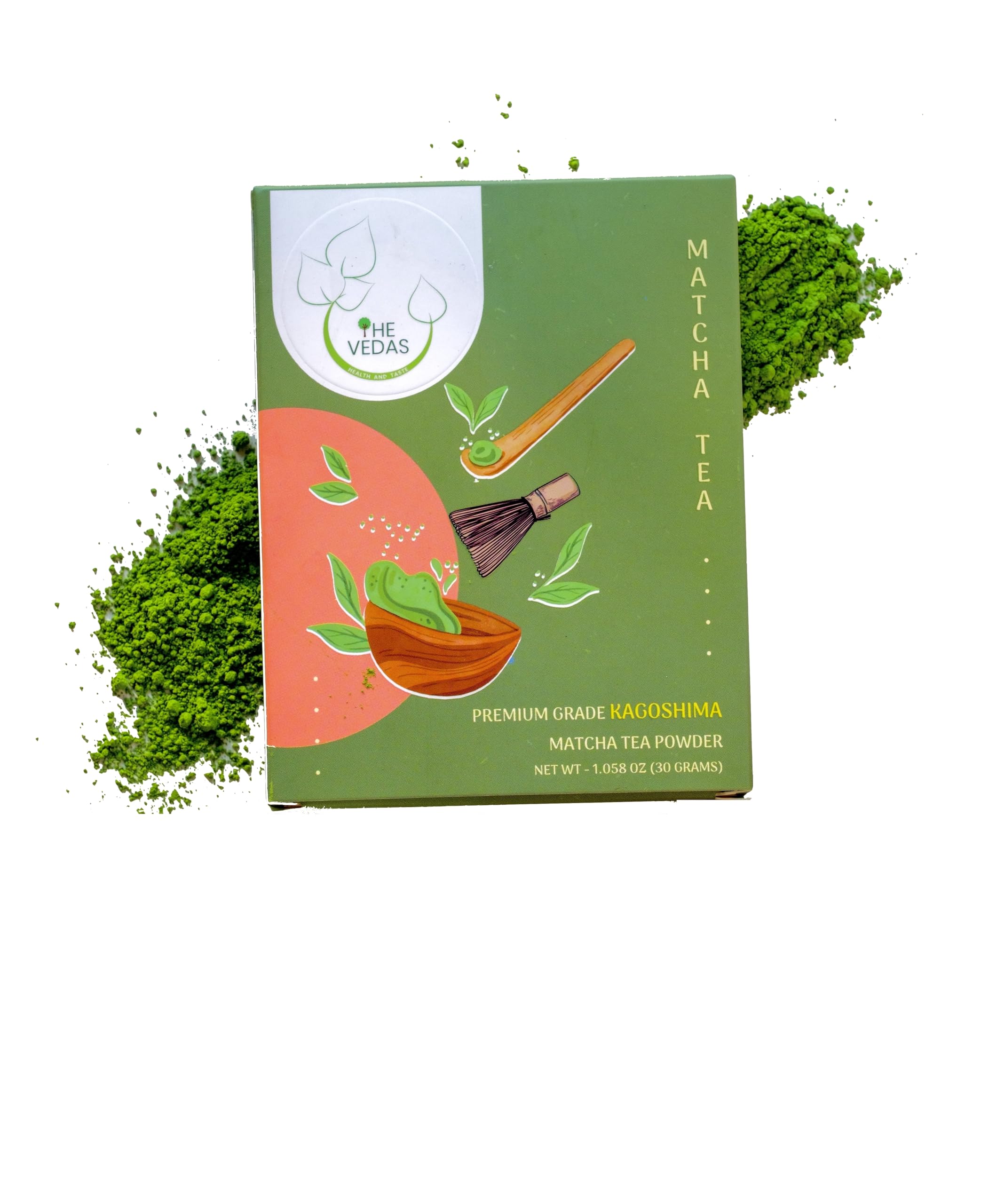 The Vedas Premium Ceremonial Grade Matcha - Kagoshima Harvest - Authentic Japanese Green Tea Powder - First Flush Ceremonial Quality (1.06