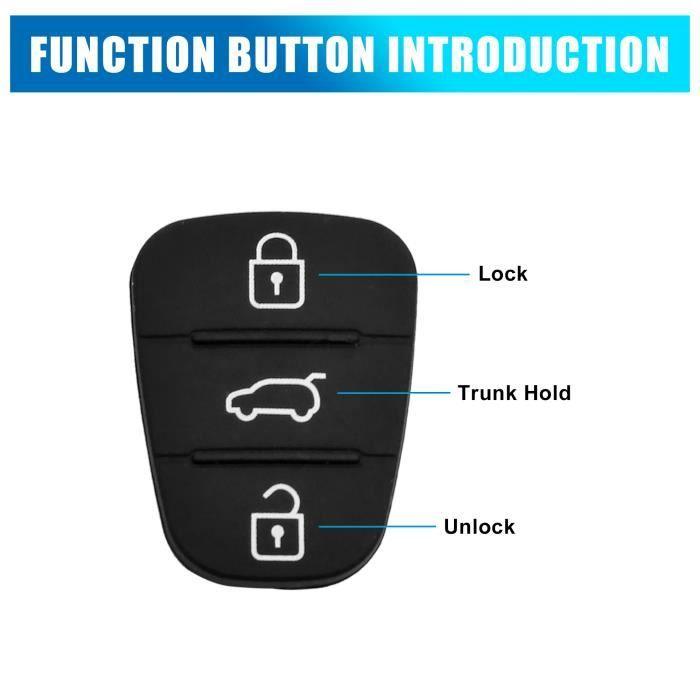 Sourcing map bouton de remplacement pour coque de clé pour hyundai 3 boutons boîte tampon gomme rechange 33x24x5mm