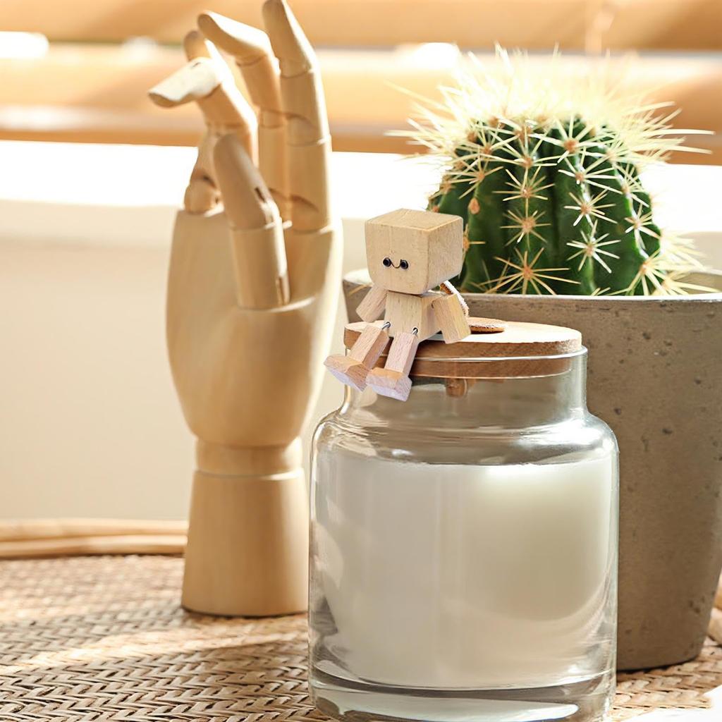 Jescion Dashboard Decoration, Swinging Wooden Doll Decoration, Movable Articulating Wooden Car Accessories with Cute