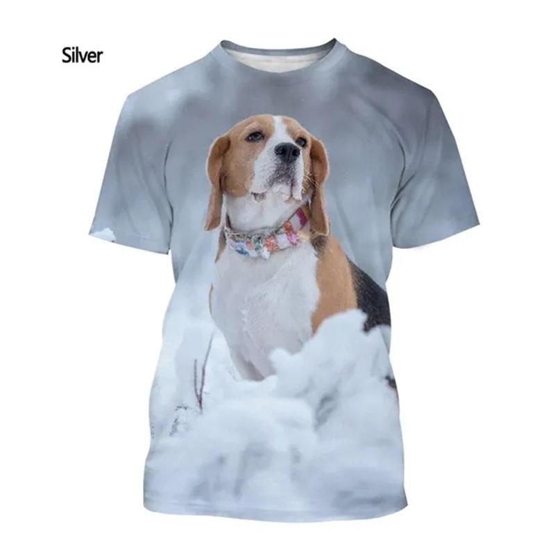 Summer New Fashion Men's  3D Printing T Shirts Animal Dog Beagle Casual Short-sleeved Street T-shirt Top Quality Tees