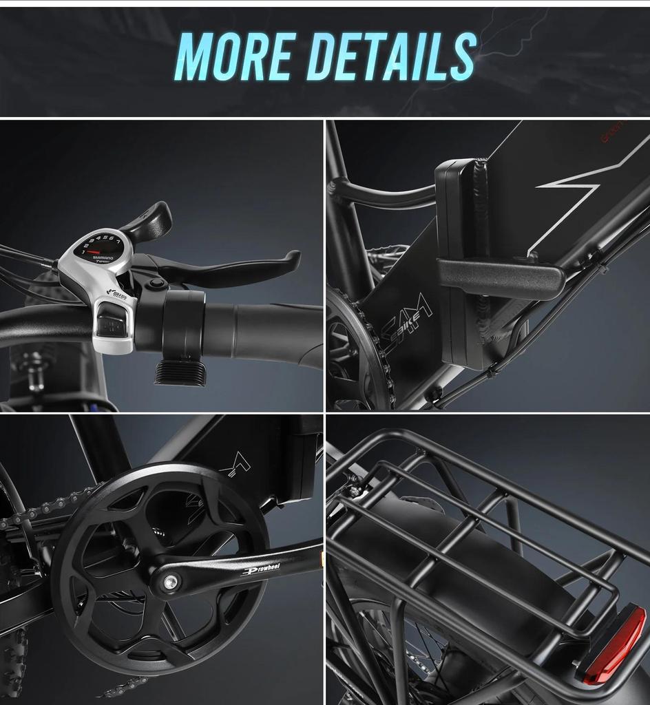 SAMEBIKE LOTDM200-II Falten Elektrofahrrad, 20 x 4,0" Fat Tire Mountain Elektrofahrrad mit 48V 13Ah abnehmbarem Akku