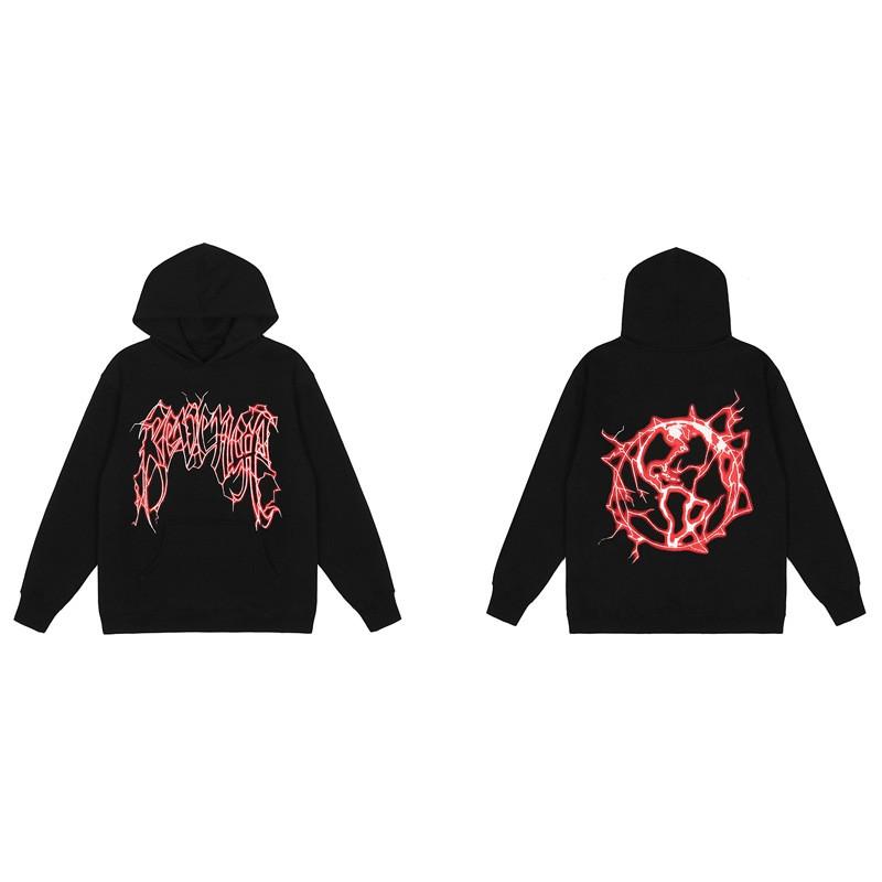 Mens Oversized Hoodie With Embroidered Skull Spine Design Streetwear Casual Pullover Cotton Blend Loose Fit