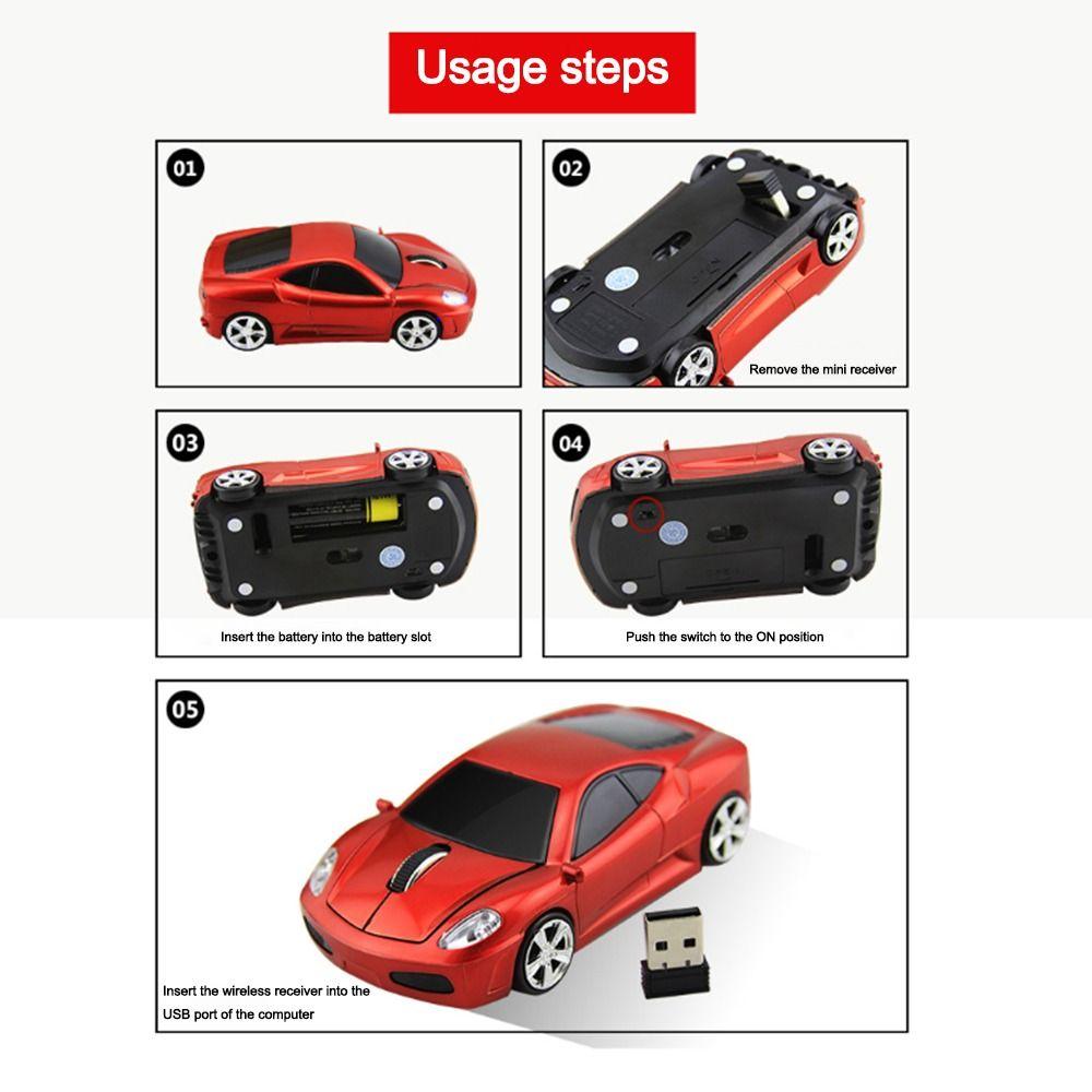 Creative 2.4GHz Wireless Car Mouse LED Light USB Receiver Computer Mouse 1200 DPI Gaming Mouse Computer Accessories