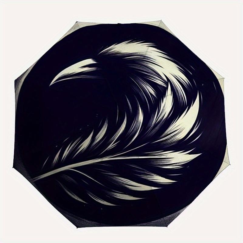 

1pc Feather Artwork Automatic Open/close Folding Umbrella, Compact Portable Travel Umbrella, Perfect Birthday/Christmas, Cute Umbrella, Dura
