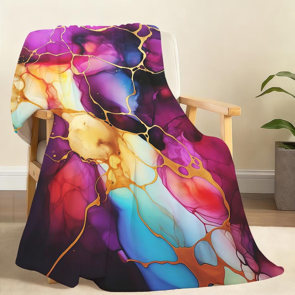 CColorful Ink Wash Blanket Soft Throw Blanket for Home Bedroom Bed Sofa Picnic Travel Office Rest Cover Blanket Gift