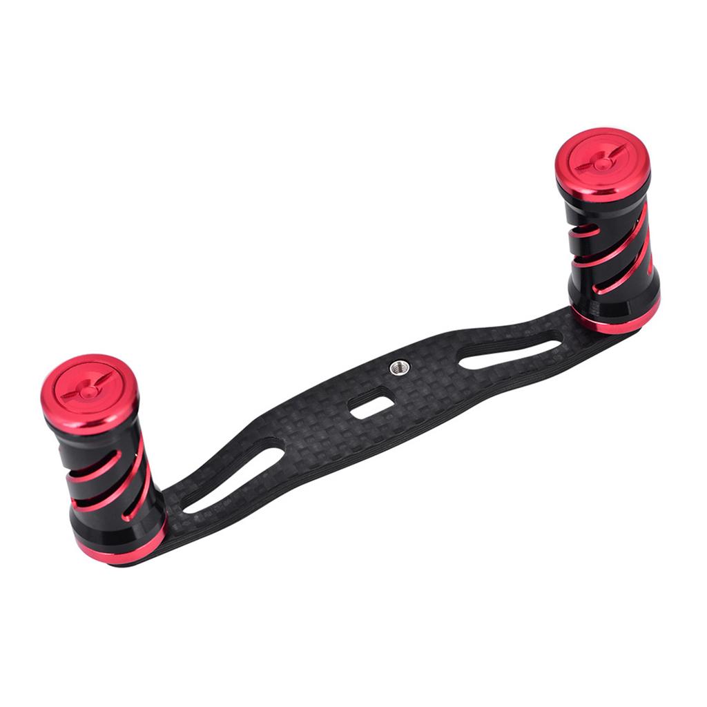 Fishing Reel Handle Carbon Fiber Frame with Fittings Replace Parts 95mm (Black Red)