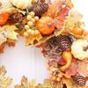 Yousheng 18 Inch Fall Wreath for Front Door Autumn Artificial Wreath with Pumpkin Maple Leaves Berries Pine Cones for Thanksgiving Harvest Indoor