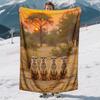 1 Stück Gemütliche Erdmännchen Wildtier Plüschdecke - Afrikanischer Savannen-Sonnenuntergang mit 4 Erdmännchen Flanell Leichtgewichtige Ganzjahres-Überwurfdecke für Sofa Tr