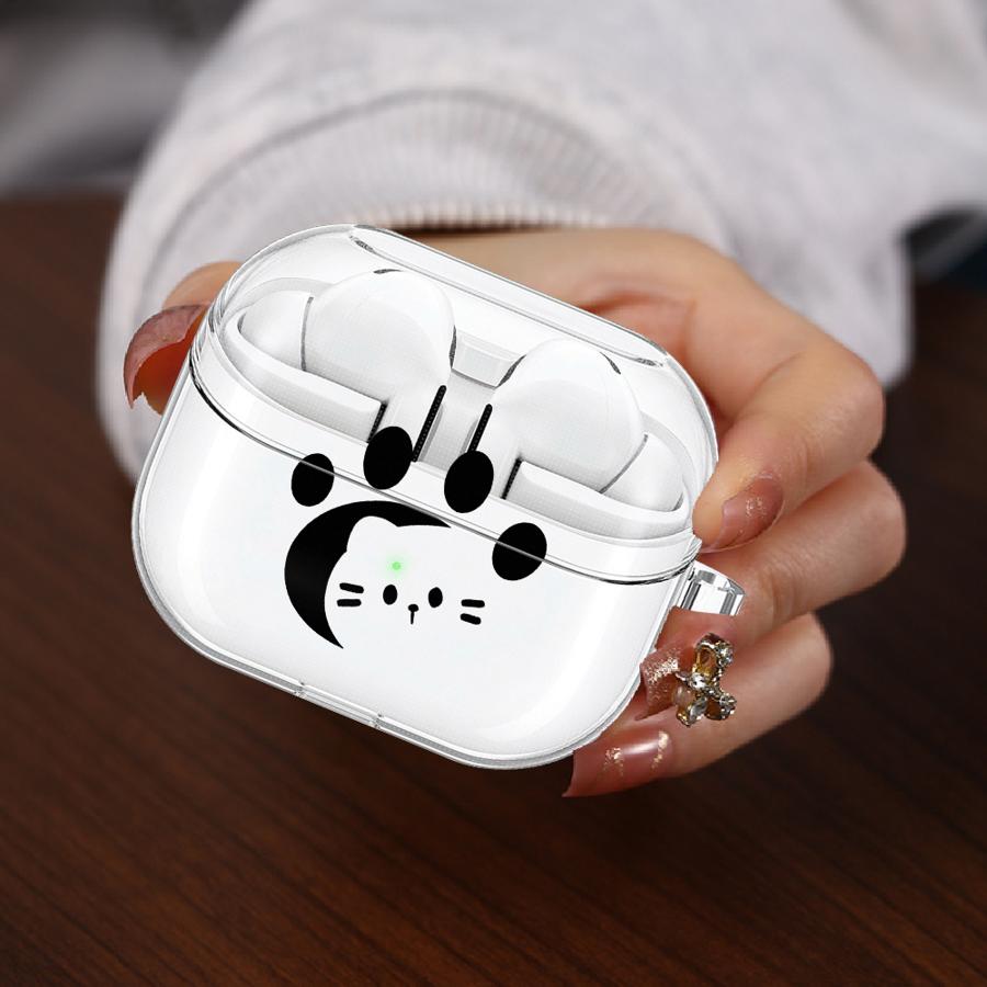 Cute Footprint Kitten Dog Case For Samsung Galaxy Buds 4Pro 4 Pro Live 2 3 FE 3Pro 2Pro Clear Earphone Cases Cover With Hook