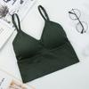 Women's Ribbed V-Neck Cami Top, Seamless U-Back Bralette with Built-in Bra