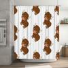 12-piece Set Waterproof Cartoon Animal Bathroom Curtain with Hooks Cute Buffalo Print Design for Home Decor In White White Color