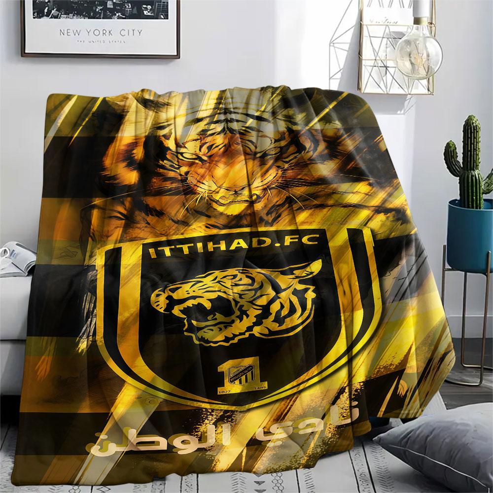 1PC Al-Ittihad FC Patterned Flannel Blanket Suitable For All Seasons for Home Decor Warmth and Comfort Gifts Holiday Present