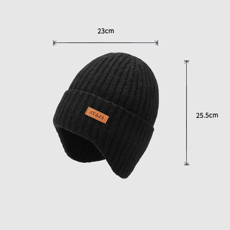 Men's Winter Warm Velvet Thick Hat Cycling Wool Hat Cold-Proof Ear Protection Knitted Hat
