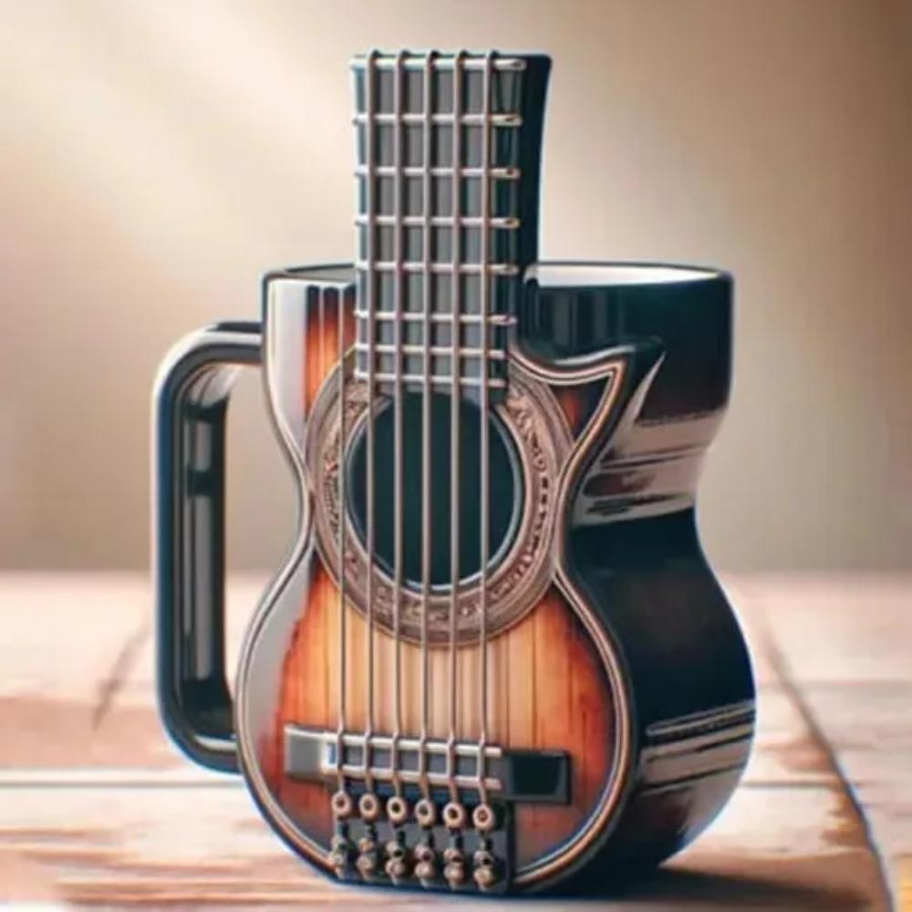 New Creative Musical Instrument Coffee Cup Guitar Pattern Mug Summer And Winter Drink Cup Music Lovers Holiday Gift